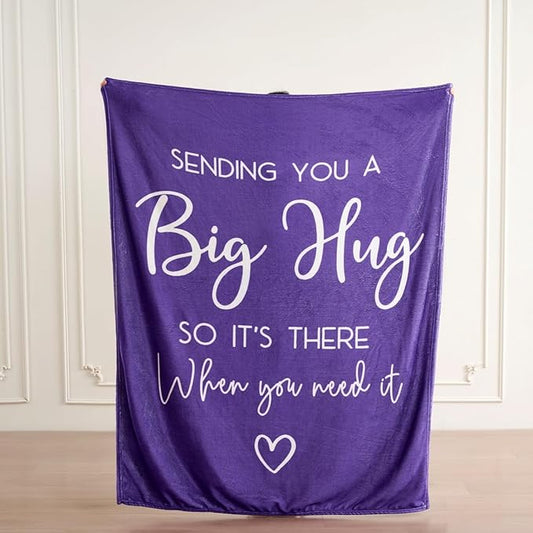Lussena Thinking of You Gifts for Women Men – Get Well Blanket 50x60 Inch, Purple Flannel Comfort Hug Blanket, Sympathy Throw for After Surgery, Chemo, Illness, Recovery