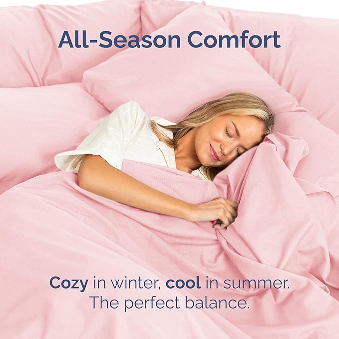 Queen Size Flat Sheet - Hotel Quality Top Flat Bed Sheet Only - Ultra-Soft, Breathable & Cooling - Fade & Wrinkle Free - Easy-Care, Stain & Shrink Resistant Bedding - Easy-Fit & Oeko-Tex - Baby Pink