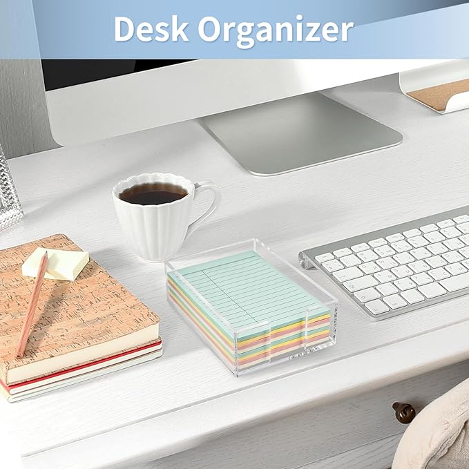 Acrylic Sticky Note Holder, 4 x 6 Crystal Clear Sticky Note Dispenser Acrylic Notepad Holder for School Home Office Desk Organization