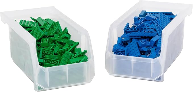 ReadySpace Plastic Containers for Organizing and Storage Bins for Closet, Kitchen, Office, Garage or Pantry Organization, Stackable Bins, Medium (11" x 5" x 5.5"), 8-Pack, Clear