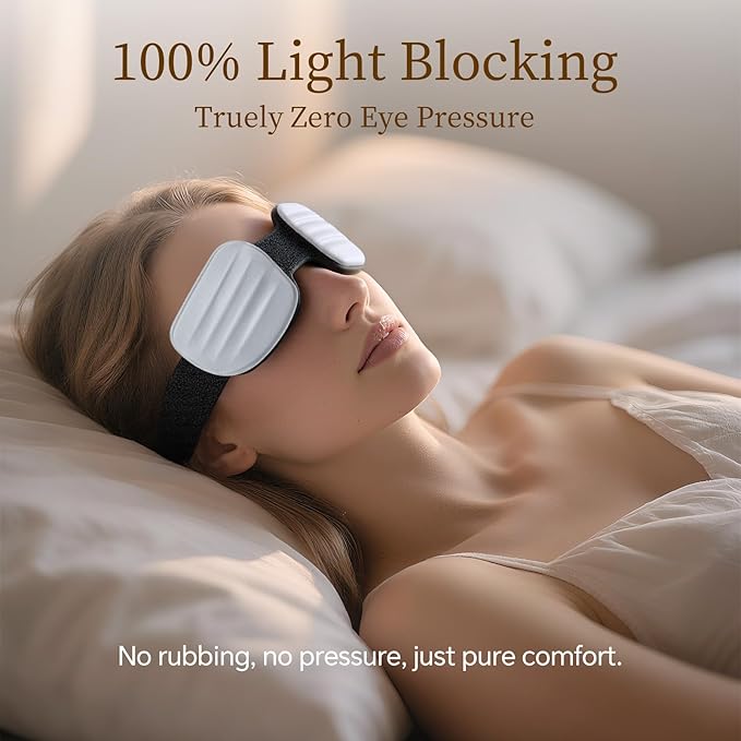 CLOZIA Sleep Mask for Men Women, Adjustable Hydrating Dry Eye Mask, 100% Blocking Eye Masks for Sleep, Soft Comfortable for Travel & Shift Work, Gray