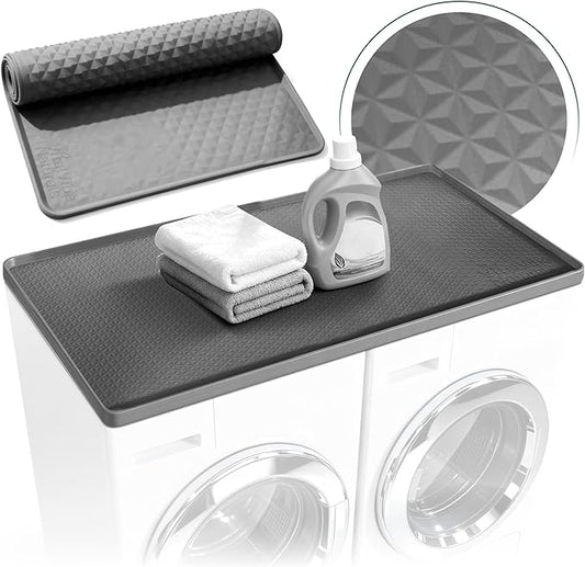 Washer Dryer Countertop Silicone Mat – Non-Slip Rubber Protector for Top of Washer & Dryer, Waterproof Anti-Scratch Laundry Machine Cover (54” x 27.5”)
