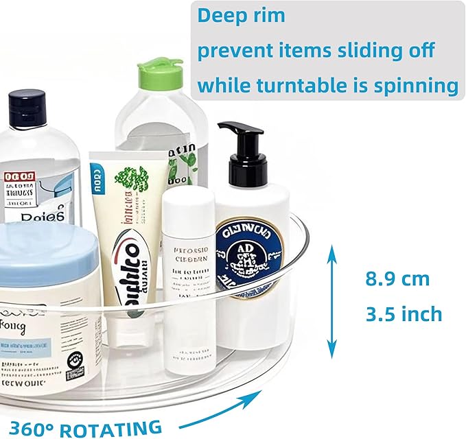 YCLADEC 3 Pack Lazy Susan 11.5" Inch Turntable Organizer for Cabinet Pantry Organizers and Storage Organization Spinning Spice Rack Bins Rotating Condiment for Countertop Kitchen Sink