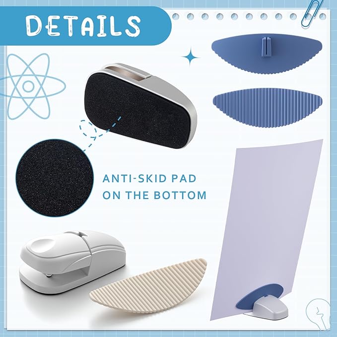 Faccito 2 Pcs Paper Holder Stand for Typing Non-Slip Mat Desktop Folder Document Holder with Anti-Slip Pads Portable Copy Stand Desktop Clamp for A4 Paper Office Reading (White,Blue)