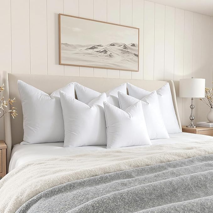 MIULEE 22x22 Pillow Inserts, Pack of 2 Down Feather Premium Throw Pillows with Cotton Fabric for Bed Couch Living Room Sofa