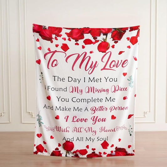 Romantic “to My Love” Throw Blanket – Soft Cozy Flannel Love Blanket for Her, Wife & Girlfriend – Perfect Valentines Day, Christmas, Anniversary, Birthday Gift – 50 x 60 Inch