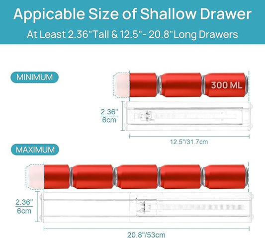 Vtopmart 8 Pack Shallow Drawer Dividers, 2.36" High 12.5"-20.8" Adjustable Expandable Kitchen Drawer Organizer, Clear Plastic Organizer Separators for Flatware, Utensil, Cutlery, Underwear, Clothes