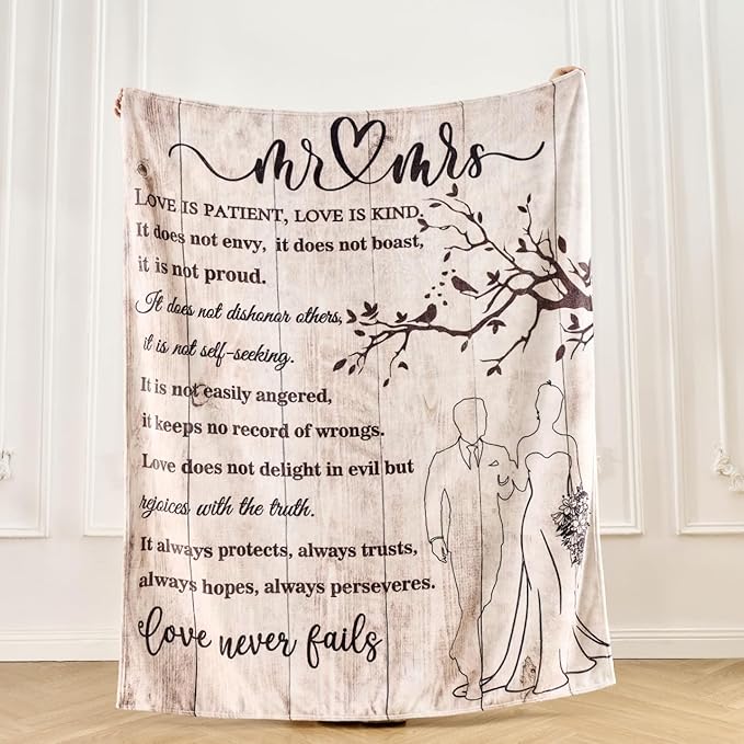 Lussena Wedding Anniversary Blanket Gifts for Him Her, Romantic Couples Throw for Wife Husband Girlfriend Boyfriend, I Love You Gift, Engagement Birthday Present, 50x60 Inch Flannel
