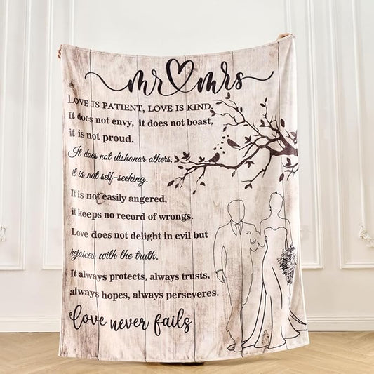 Lussena Wedding Anniversary Blanket Gifts for Him Her, Romantic Couples Throw for Wife Husband Girlfriend Boyfriend, I Love You Gift, Engagement Birthday Present, 50x60 Inch Flannel