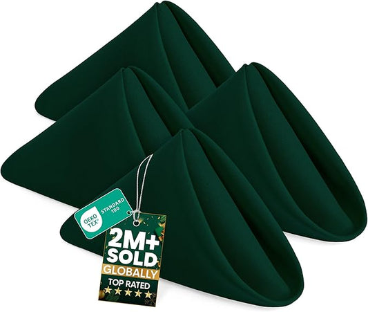 Utopia Home [24 Pack, Hunter Green] Cloth Napkins 20x20 Inches, 100% Polyester Dinner Napkins with Hemmed Edges, Washable Napkins Ideal for Parties, Weddings and Dinners