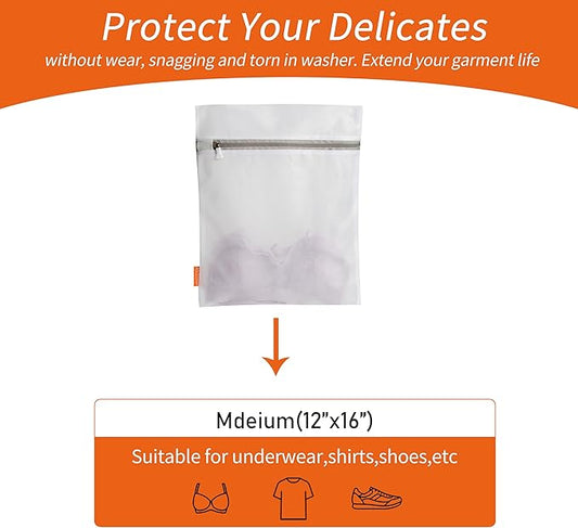 Polecasa 3Pcs 12 x 16 Inches Extra Durable Fine Mesh Laundry Bags with Sturdy Zipper for Delicates (3 Medium)
