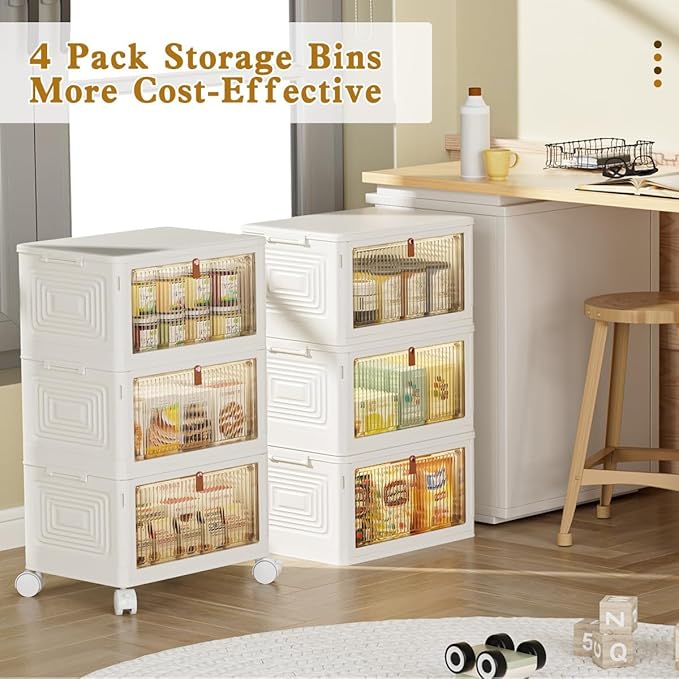 YFXCVSL 23Qt Plastic Storage Bins with Lids 3 Tier, Stackable for Storage, Boxes Lids, Containers, Multifunctional Folding Bedroom, Living Room, Study, Toy White