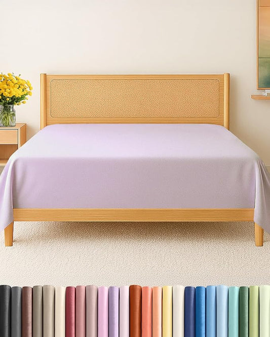 King Size Flat Sheet - Hotel Quality Top Flat Bed Sheet Only - Ultra-Soft, Comfy, Breathable & Cooling - Fade & Wrinkle Free - Easy-Care, Stain & Shrink Resistant Bedding - Oeko-Tex - Light Lavender