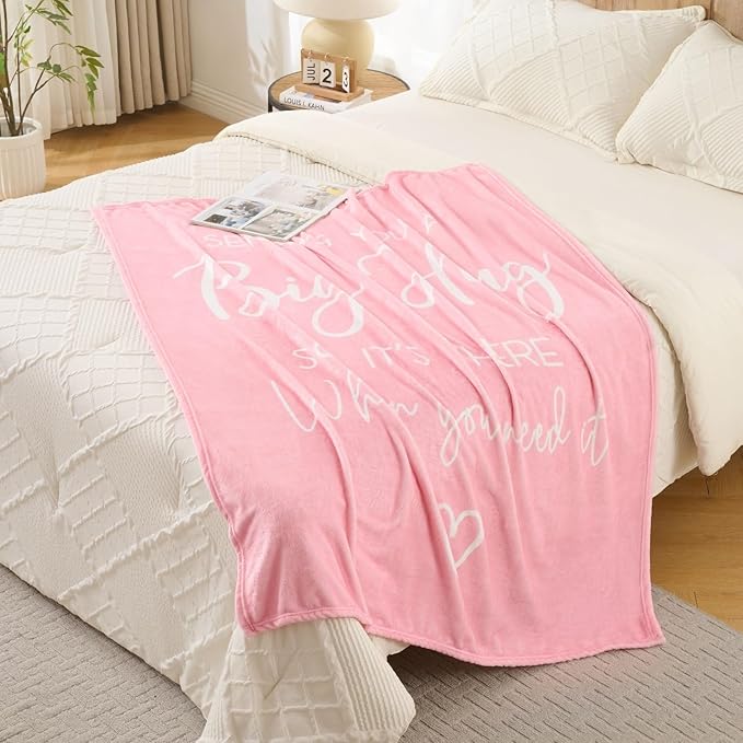 Lussena Thinking of You Gifts for Women Men – Get Well Blanket 50x60 Inch, Pink Flannel Comfort Hug Blanket, Sympathy Throw for After Surgery, Chemo, Illness, Recovery