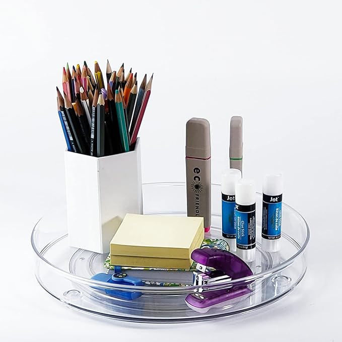 YCLADEC 4 Pack Lazy Susan 9.2" Inch Turntable Organizer Pantry Organization and Storage Container Bins Spice Rack Cabinet Rotating Condiment for Pantry Kitchen Vanity Bathroom Jewelry Holder Clear