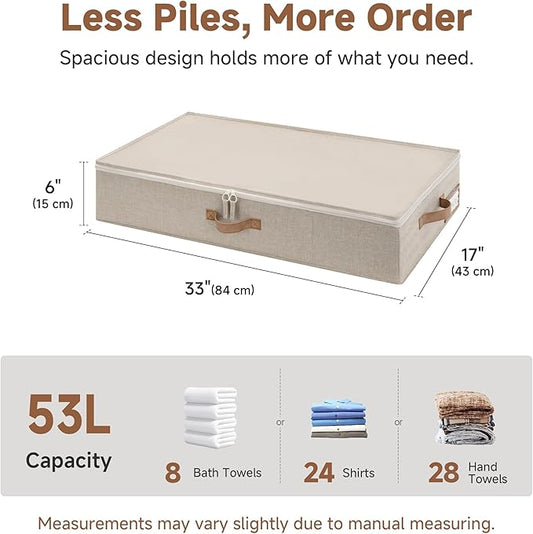 StorageWorks Underbed Storage with Lid, 2-Pack Under Bed Storage Containers for Clothes, Bedding, and Sweaters, Taupe