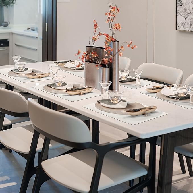 Maxpearl Faux Leather Placemats Set of 6 - Waterproof - Wipe Clean - Heat Resistant - Anti Slip Dining Table Place Mats, Suitable for Indoor & Outdoor Use, 17’’x12’’, Ivory White