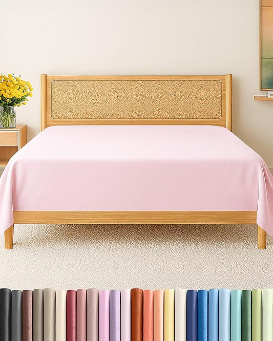 Queen Size Flat Sheet - Hotel Quality Top Flat Bed Sheet Only - Ultra-Soft, Comfy, Breathable & Cooling - Fade & Wrinkle Free - Easy-Care, Stain & Shrink Resistant Bedding - Oeko-Tex - Lavender Pink