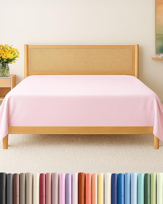 Twin Size Flat Sheet - Hotel Quality Top Flat Bed Sheet Only - Ultra-Soft, Comfy, Breathable & Cooling - Fade & Wrinkle Free - Easy-Care, Stain & Shrink Resistant Bedding - Oeko-Tex - Lavender Pink