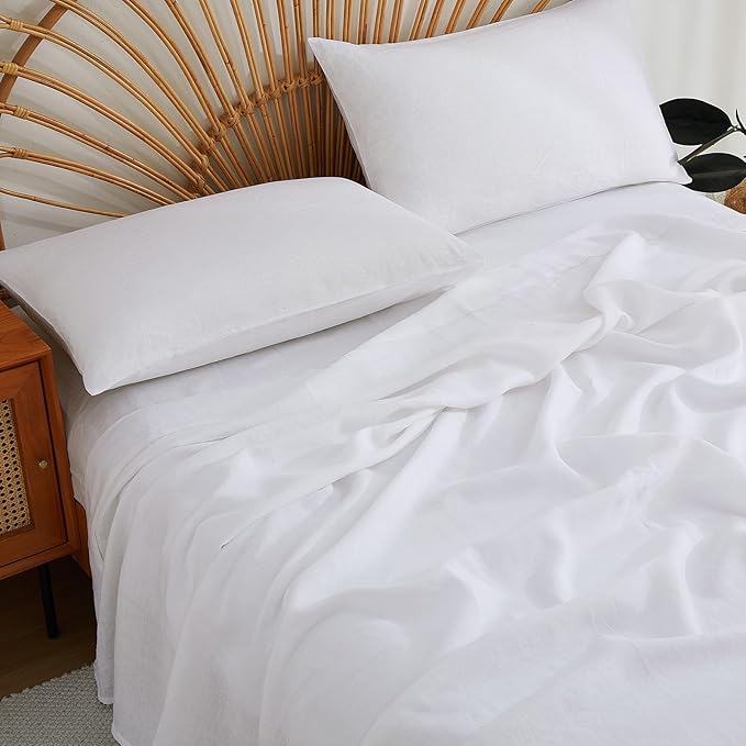 100% French Linen Pillowcase Set of 2, Breathable Envelope Closure Soft Linen Pillow Cover,Soft Luxury Hotel & Home Use, Gift