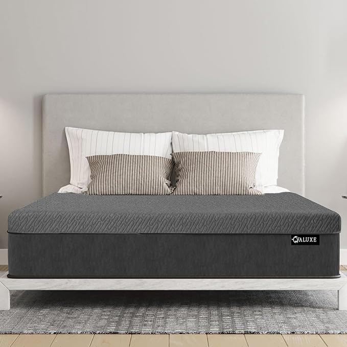 VALUXE 3 Inch Gel Memory Foam Mattress Topper King Size High Density Cooling Pad Pressure Relief Bed Topper Grey (with Removable & Washable Bamboo Cover)