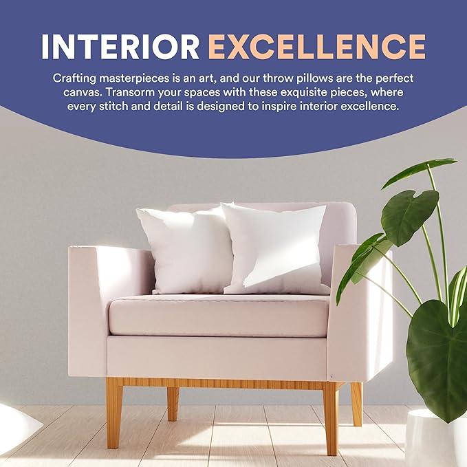 Continental Bedding Throw Pillow Inserts - 26x26, Set of 2, 80% White Goose Down & 20% Feather Fill - Soft Decorative Euro Pillows for Couch, Bed, Sofa & Living Room - Luxurious Comfort & Support