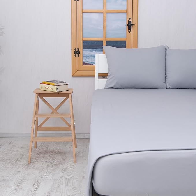 100% Cotton Flat Top Sheet Only - T-Shirt Fabric Jersey Knit - Extra Soft - Wrinkle Free - Machine Washable - Easy Fit - Breathable - Comfy (Gray, Full)