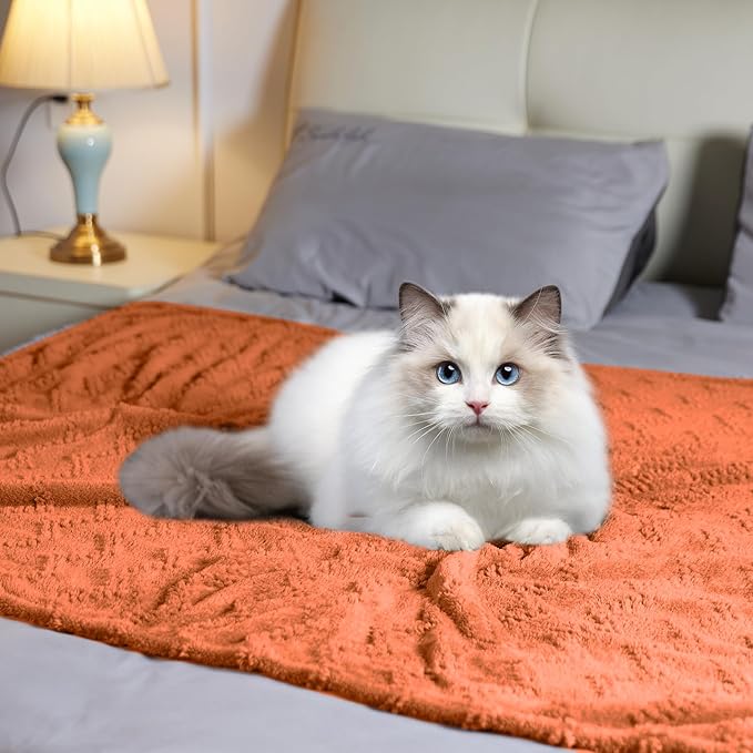 BYKOSY Jacquard Boho Fleece Throw Blanket-Cozy Fluffy Soft Lightweight Fuzzy Blanket for Sofa, Couch, Bed, Chair & Car, Gifts for Teen Girls, Women & Men, Home and Dorm Decor, Rust Red, 50" x 70"