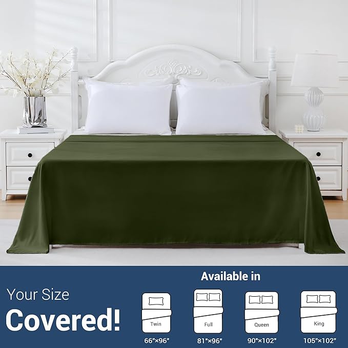 Bulk King Flat Sheets Only, 6 Pack Quick Sort Top Bed Sheet, Color-Coded Label Threads, Wrinkle-Free Shrinkage Durable Microfiber Hotel Motel Airb&bs Essentials for Hosts (105"x102",Olive Green)
