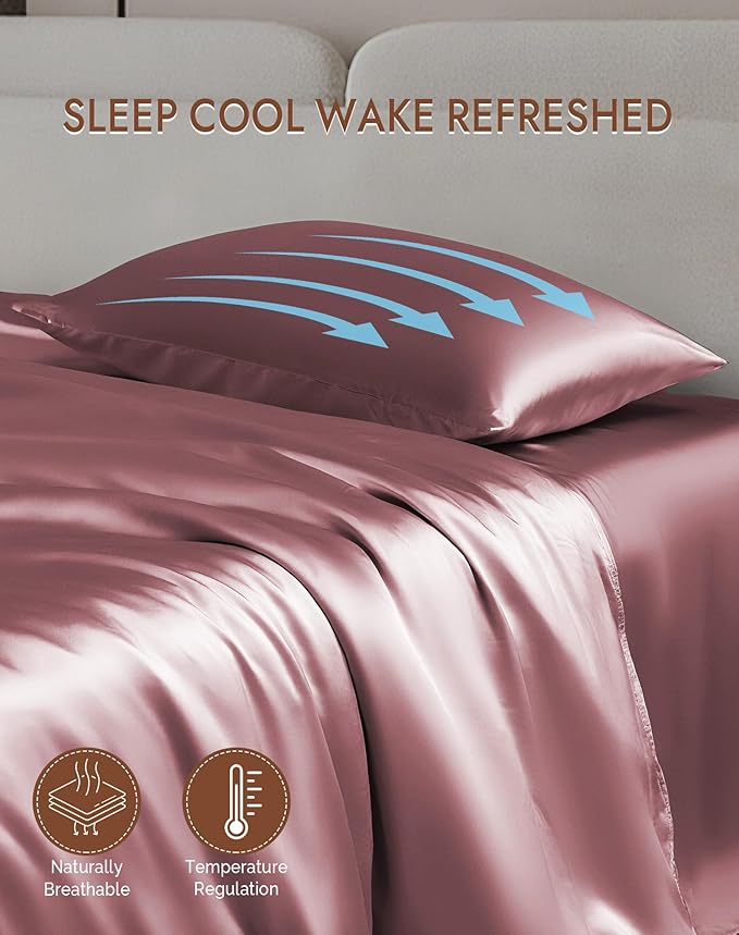 SilkSilky 100% Mulberry Silk Pillowcase - Pure 22 Momme High-Grade 6A Fibers for Hair & Skin, Envelope Closure, Natural, Organic, Breathable & Cooling Pillow Case (Standard, Pale Mauve)