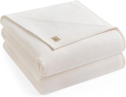 UGG Coco Fleece Blanket for Bed Queen Size – Luxury Cozy Room Decor, Soft Warm Winter Bedding, Heavy Blanket & Queen Blanket for Bed, Gifts for Teens and Women - Snow