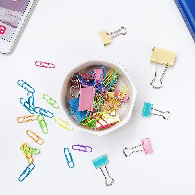 LEAZUL Ceramic Paper Clip Holder Gold Line Paper Clip Dispenser Organizer for Desk Cute Floral Pattern Office Binder Clip Holder Bobby Pin and Hair Clip Holder Gift for Office (Purple Red)