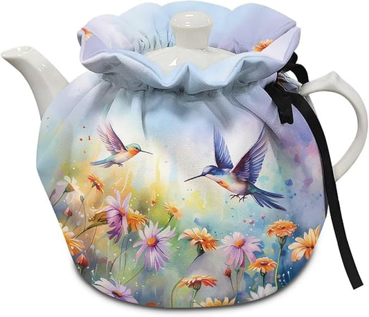 Generic Floral Hummingbird Tea Pot Cosy Cotton Tea Cozy for Teapot Cover Insulated Tea Pots Keep Warm Both Replacement Kettle Cover Dust Cover Breakfast Warmer for Home Kitchen Decoratives