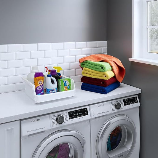 ReadySpace Plastic Containers for Organizing and Storage Bins for Closet, Kitchen, Office, Garage or Pantry Organization, Stackable Bins, Extra Large (14.8" x 16.5" x 7"), 4-Pack, White