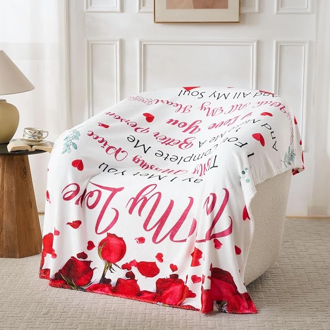 Romantic “to My Love” Throw Blanket – Soft Cozy Flannel Love Blanket for Her, Wife & Girlfriend – Perfect Valentines Day, Christmas, Anniversary, Birthday Gift – 50 x 60 Inch