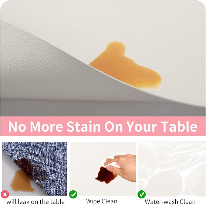 Maxpearl Faux Leather Placemats Set of 8 - Waterproof - Wipe Clean - Heat Resistant - Non Slip Dining Table Place Mats, Suitable for Indoor & Outdoor Use, 17’’x12’’, Ivory White