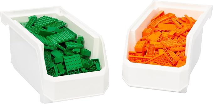 ReadySpace Plastic Containers for Organizing and Storage Bins for Closet, Kitchen, Office, Garage or Pantry Organization, Stackable Bins, Medium (11" x 5" x 5.5"), 8-Pack, White