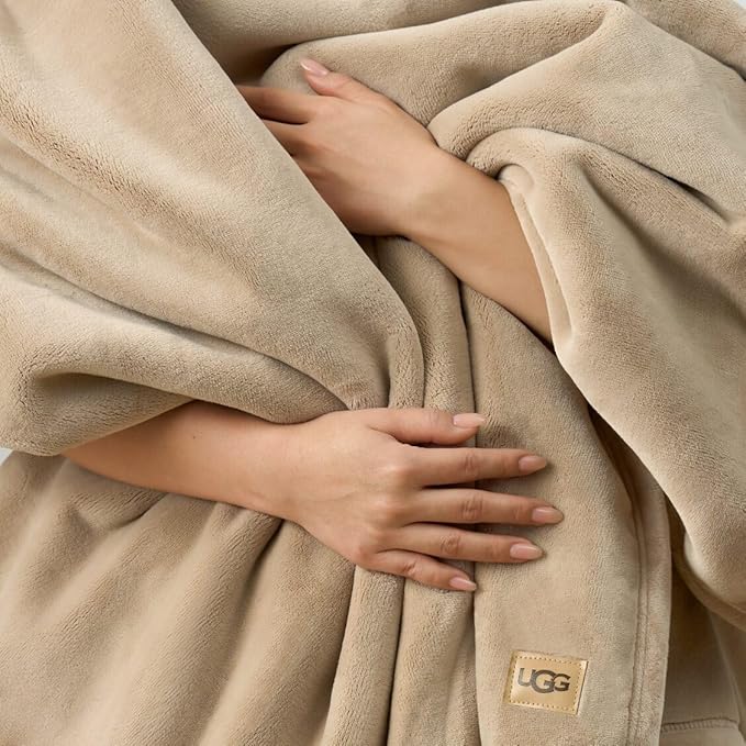 UGG Coco Plush Throw Blanket – Cozy Soft Fleece Blanket for Couch, Bed or Chair, Housewarming Gift for Women, Bedroom or Living Room Decor, Lightweight Bedding, 50" x 70" (Mustard, Throw)