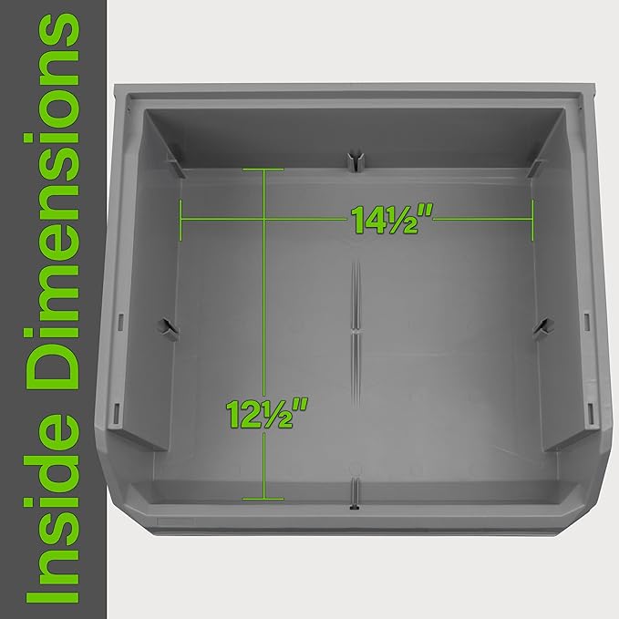 ReadySpace Plastic Containers for Organizing and Storage Bins for Closet, Kitchen, Office, Garage or Pantry Organization, Stackable Bins, Extra Large (14.8" x 16.5" x 7"), 4-Pack, Black