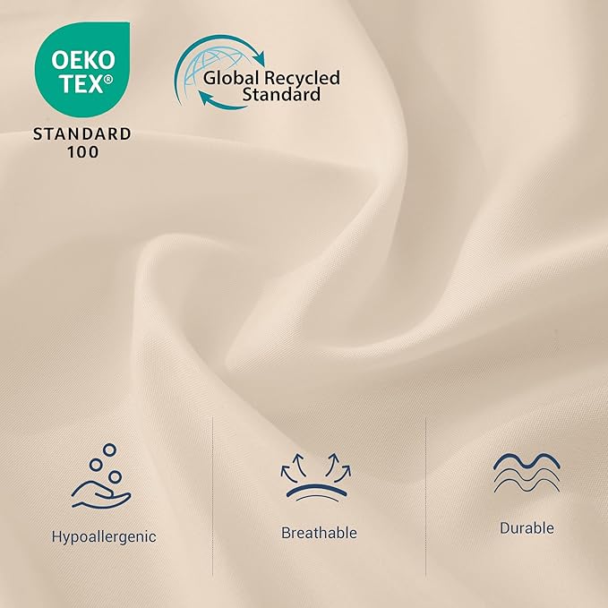 King Flat Sheet Only, 1 Pack Top Bed Sheets, Soft Breathable Brushed Microfiber Color-Coded Label Threads, (105"x102",Beige)