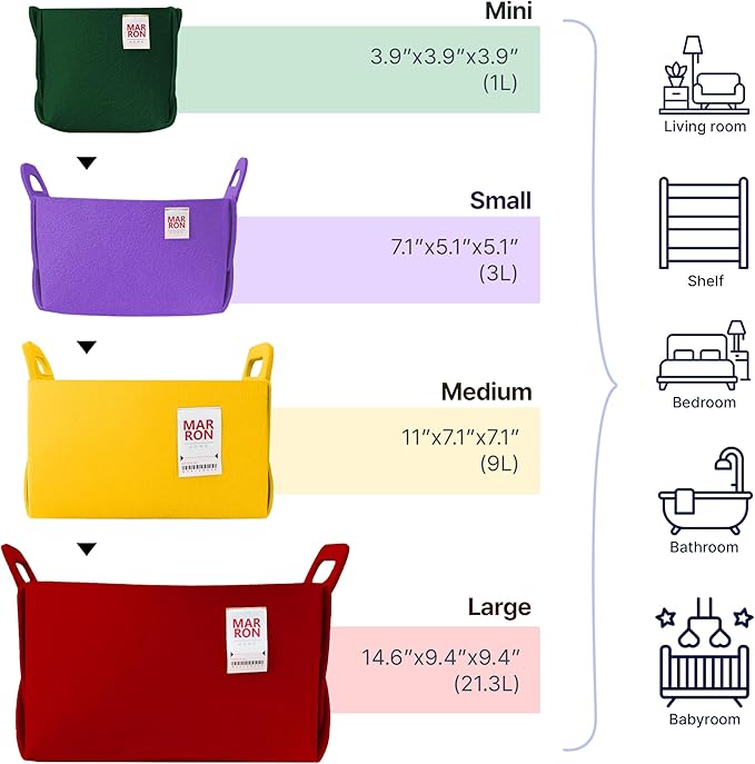 Collapsible Vanilla Felt Storage Bin Medium 11"x7.1"x7.1" – Foldable Basket with Handles for Closet, Toy Storage, Laundry Room Organization, Decorative Storage Bins for Shelves Storage