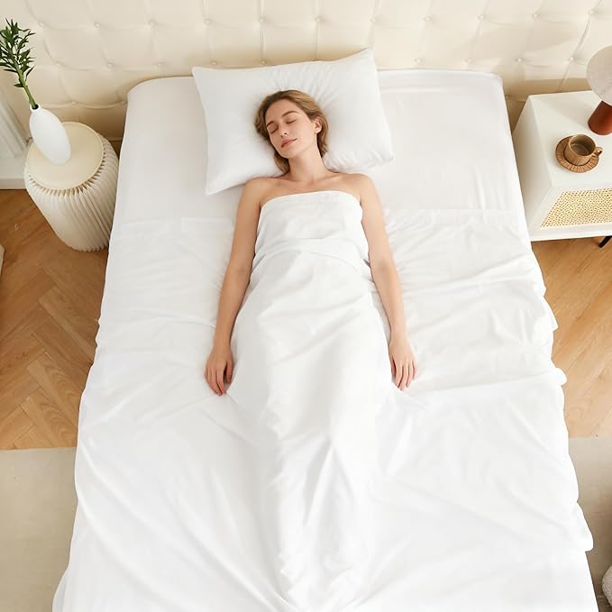 Bulk Queen Flat Sheets Only, White 12 Pack Quick Sort Top Bed Sheet, Color-Coded Hem Threads, Wrinkle-Free Shrinkage Durable Microfiber Hotel Motel Airb&bs Essentials for Hosts, 90"x102"