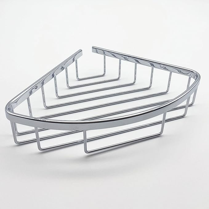 BACOMOLOR Classic Shower Corner Basket For Bathroom Shampoo Soap Holder Brass Material Polished Chrome