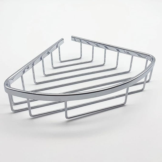 BACOMOLOR Classic Shower Corner Basket For Bathroom Shampoo Soap Holder Brass Material Polished Chrome