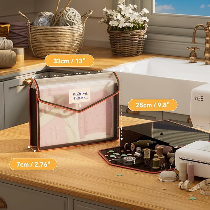 ABC life 8 Pack File Folder, Large Capacity Folders for Documents, Document Folder with Snap Closure, Color-Bordered Expanding File Folders, Folder Organizer Fit Letter/A4 Size - Clear Black