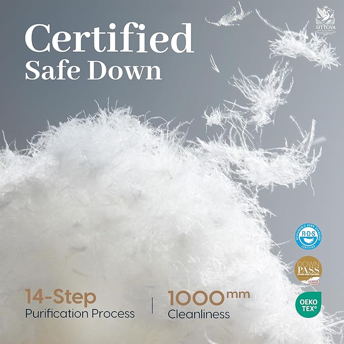 Goose Down Fiber Comforter Oversized Queen – All-Season Hotel Quality Duvet Insert, High Fill Power, Ultra Soft 100% Cotton, Box-Stitched, Breathable, Lightweight Luxurious White Bedding, 98"x 98"