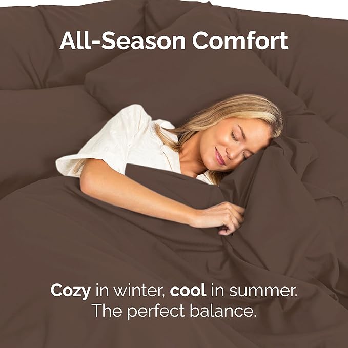 Twin Size Flat Sheet - Hotel Quality Top Flat Bed Sheet Only - Ultra-Soft, Comfy, Breathable & Cooling - Fade & Wrinkle Free - Easy-Care, Stain & Shrink Resistant Bedding - Easy-Fit & Oeko-Tex - Brown