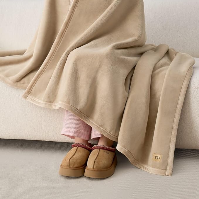 UGG Coco Plush Throw Blanket – Cozy Soft Fleece Blanket for Couch, Bed or Chair, Housewarming Gift for Women, Bedroom or Living Room Decor, Lightweight Bedding, 50" x 70" (Mustard, Throw)