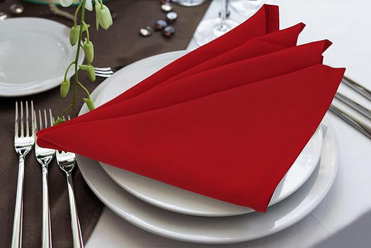 Utopia Home [24 Pack, Red] Cloth Napkins 17x17 Inches, 100% Polyester Hemmed Edges, Washable and Reusable Ideal for Parties, Weddings and Dinners