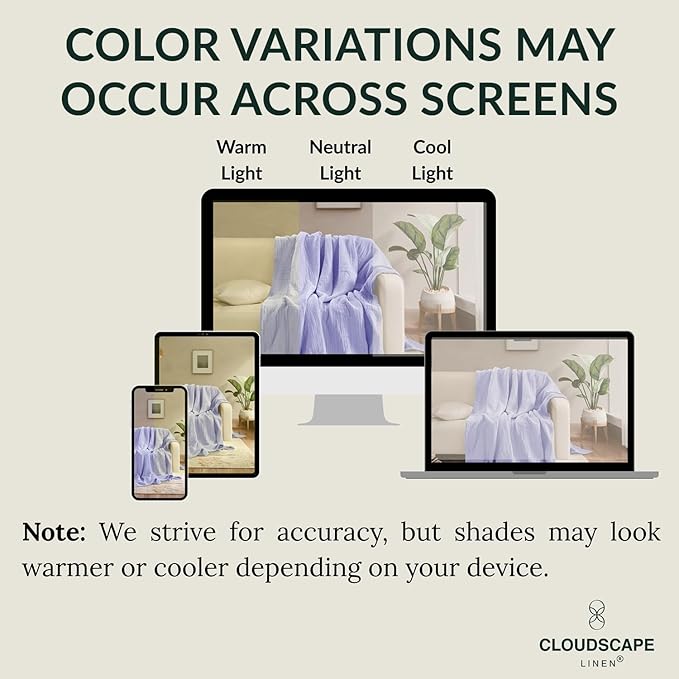 Cloud Scape Linen 8-Layer Muslin Blanket Queen Size - 100% Cotton, Soft and Breathable, Oversized Winter Blanket, Fits up to Full Size Bed, 92x92, Lavender Blue